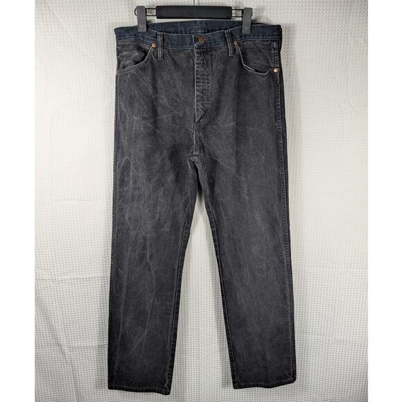 Wrangler 13MWZ Jeans Mens 36x34 Black Denim Vintage USA Made Cowboy Cut Regular - Picture 1 of 4